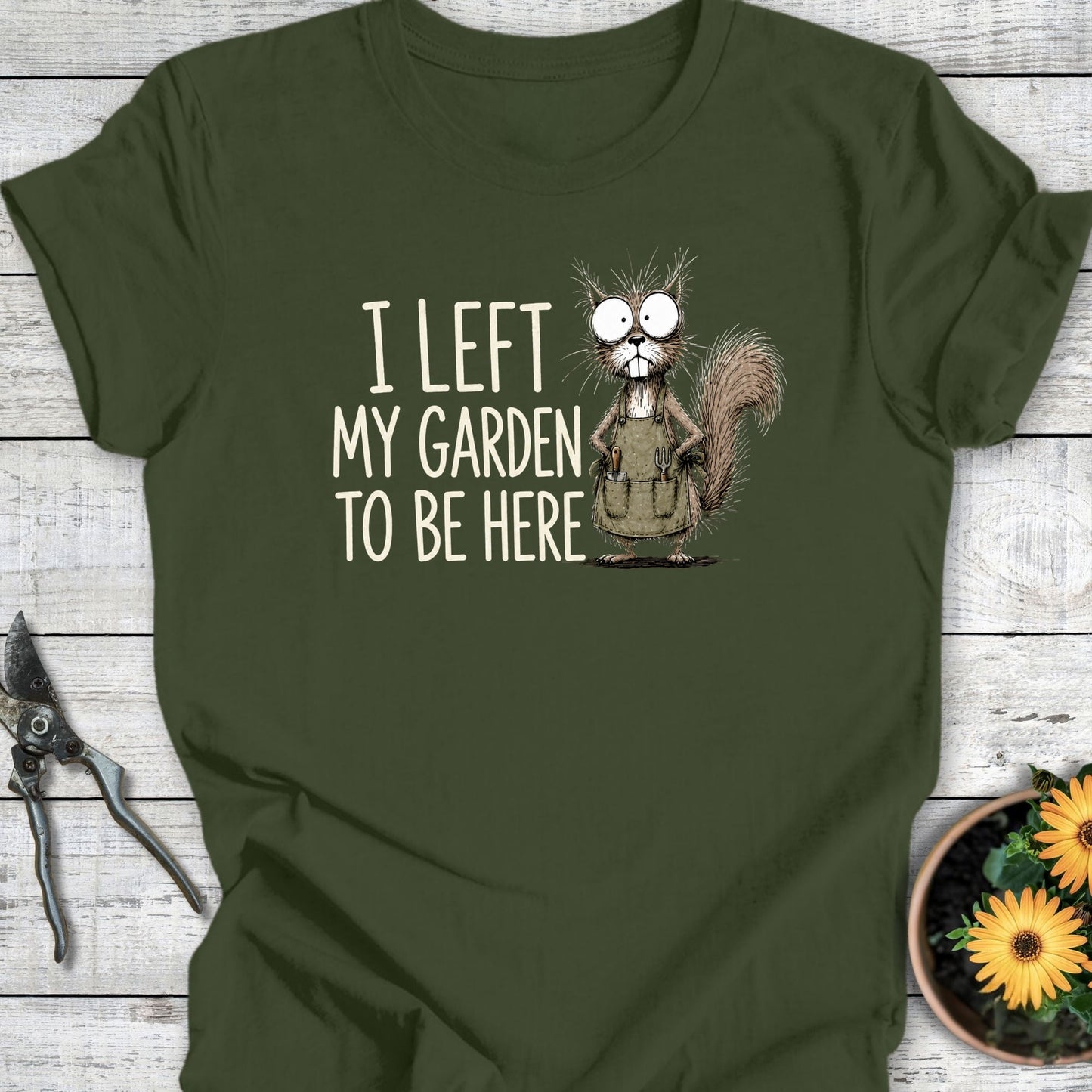 Printify T-Shirt Military Green / S Left My Garden III T-Shirt