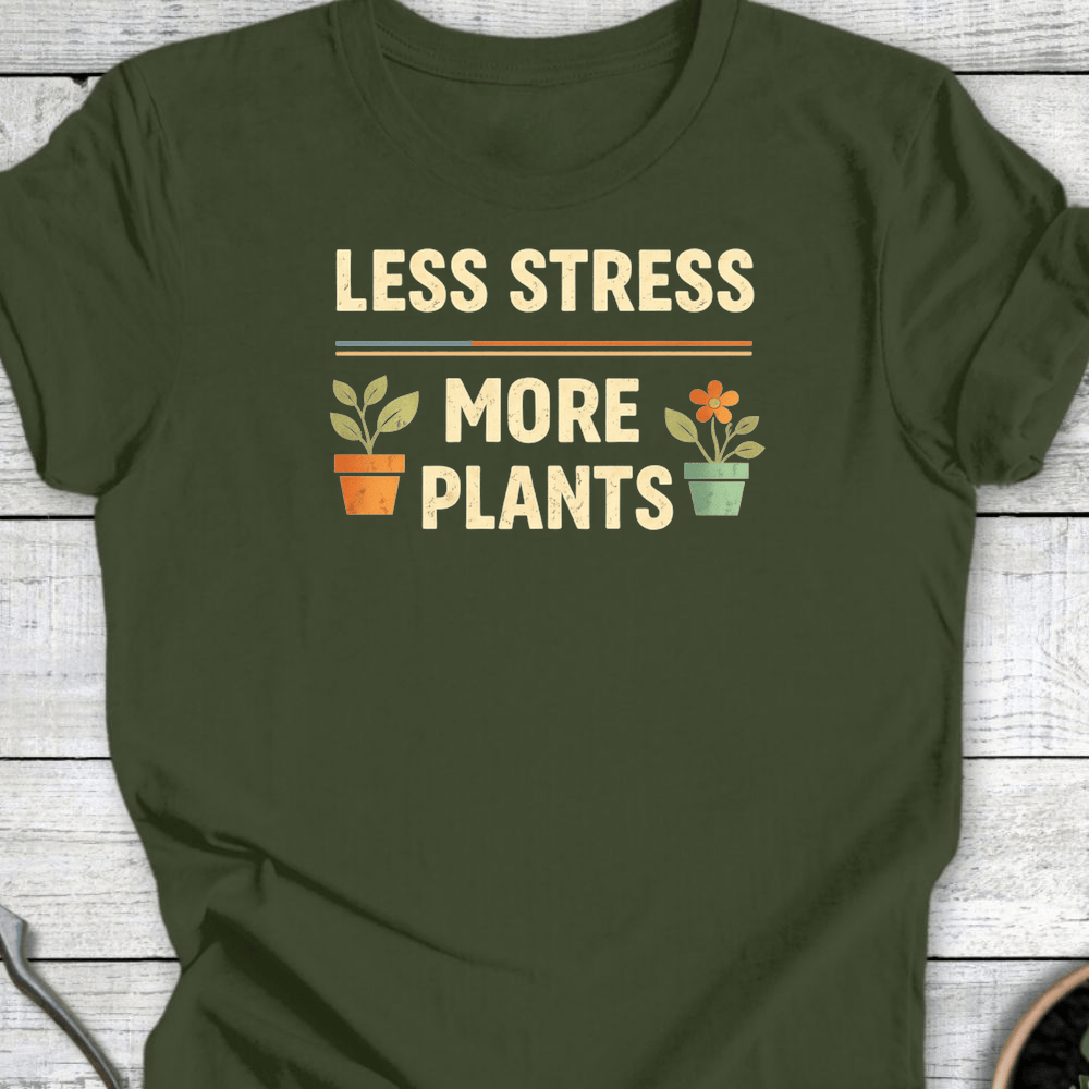 Printify T-Shirt Military Green / S Less Stress T-Shirt