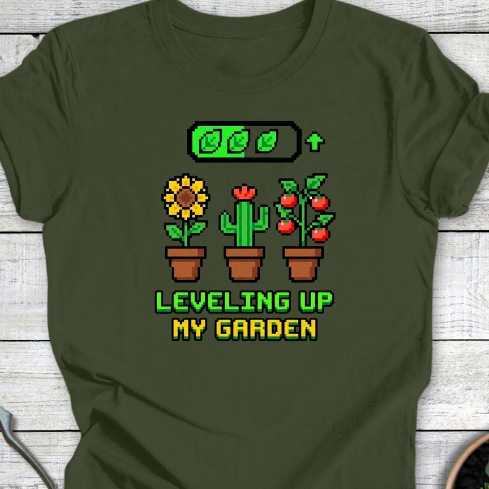 Printify T-Shirt Military Green / S Leveling Up T-Shirt