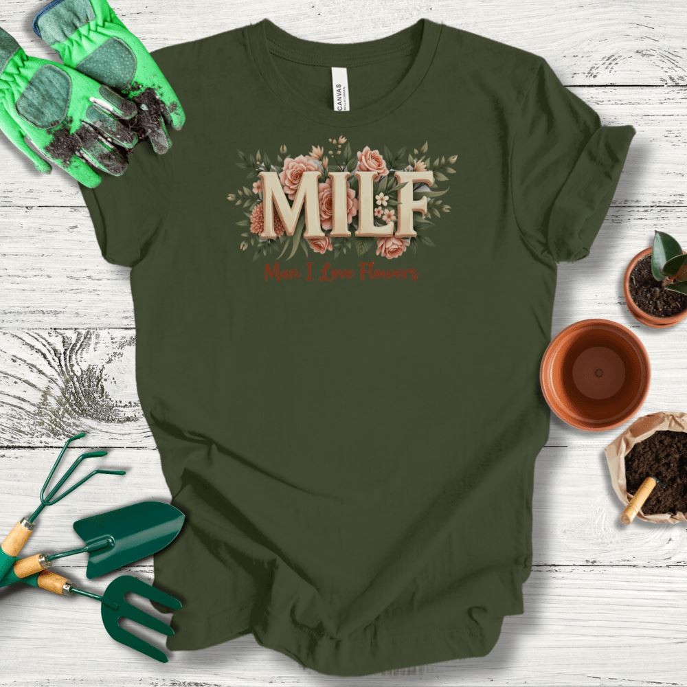 Printify T-Shirt Military Green / S Man I Love Flowers