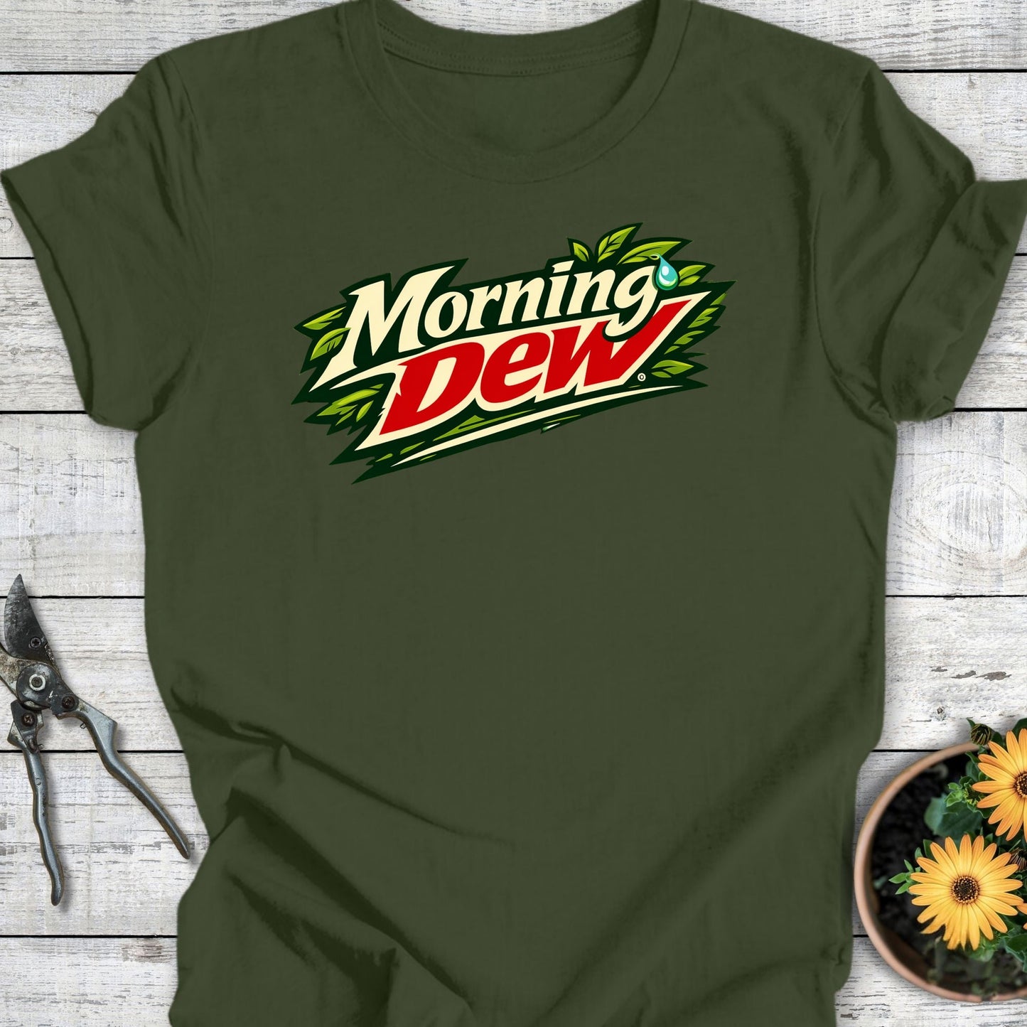 Printify T-Shirt Military Green / S Morning Dew T-Shirt