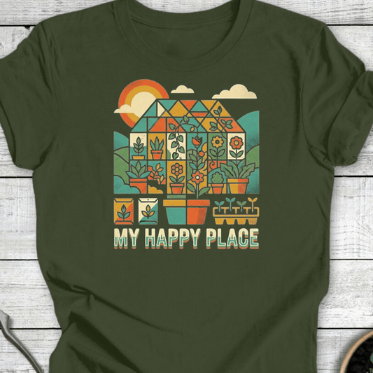 Printify T-Shirt Military Green / S My Happy Place T-Shirt