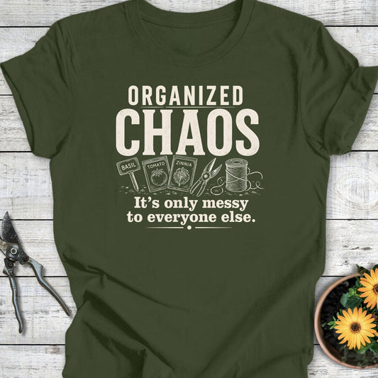 Printify T-Shirt Military Green / S Organized Chaos T-Shirt