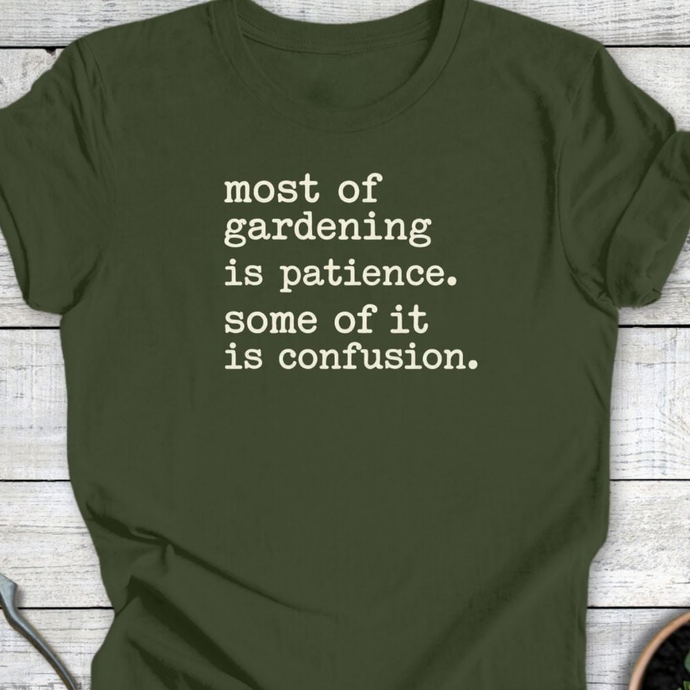 Printify T-Shirt Military Green / S Patience & Confusion T-Shirt
