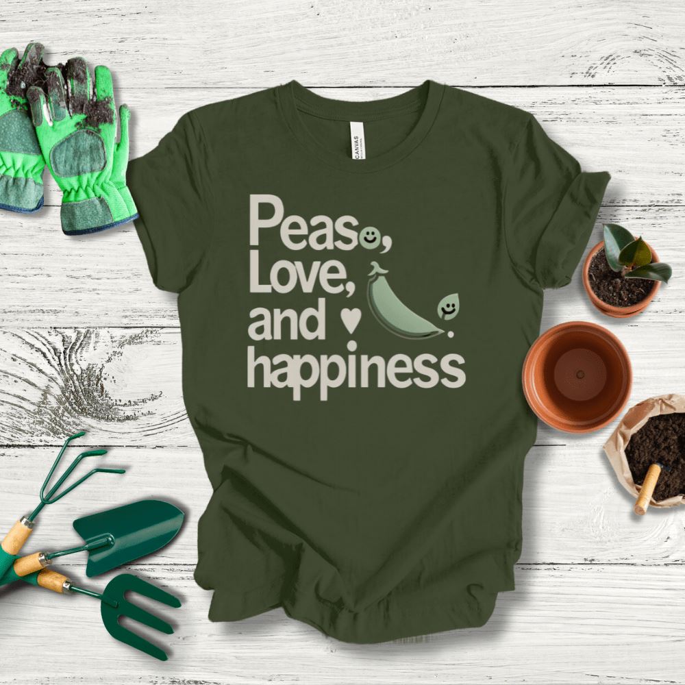 Printify T-Shirt Military Green / S Peas Love Happiness T-Shirt