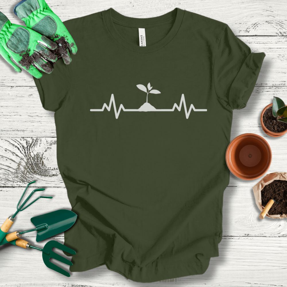 Printify T-Shirt Military Green / S Plant Heartbeat