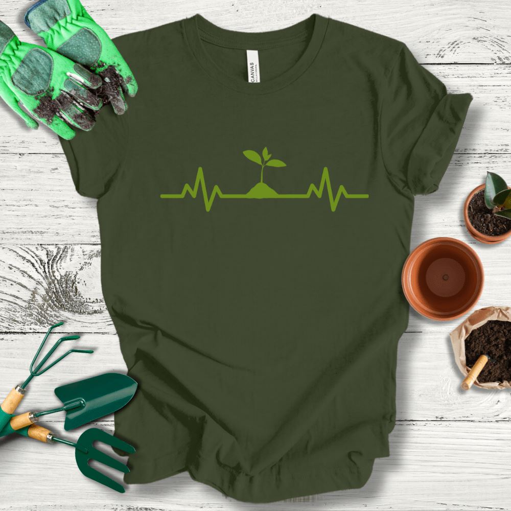 Printify T-Shirt Military Green / S Plant Heartbeat