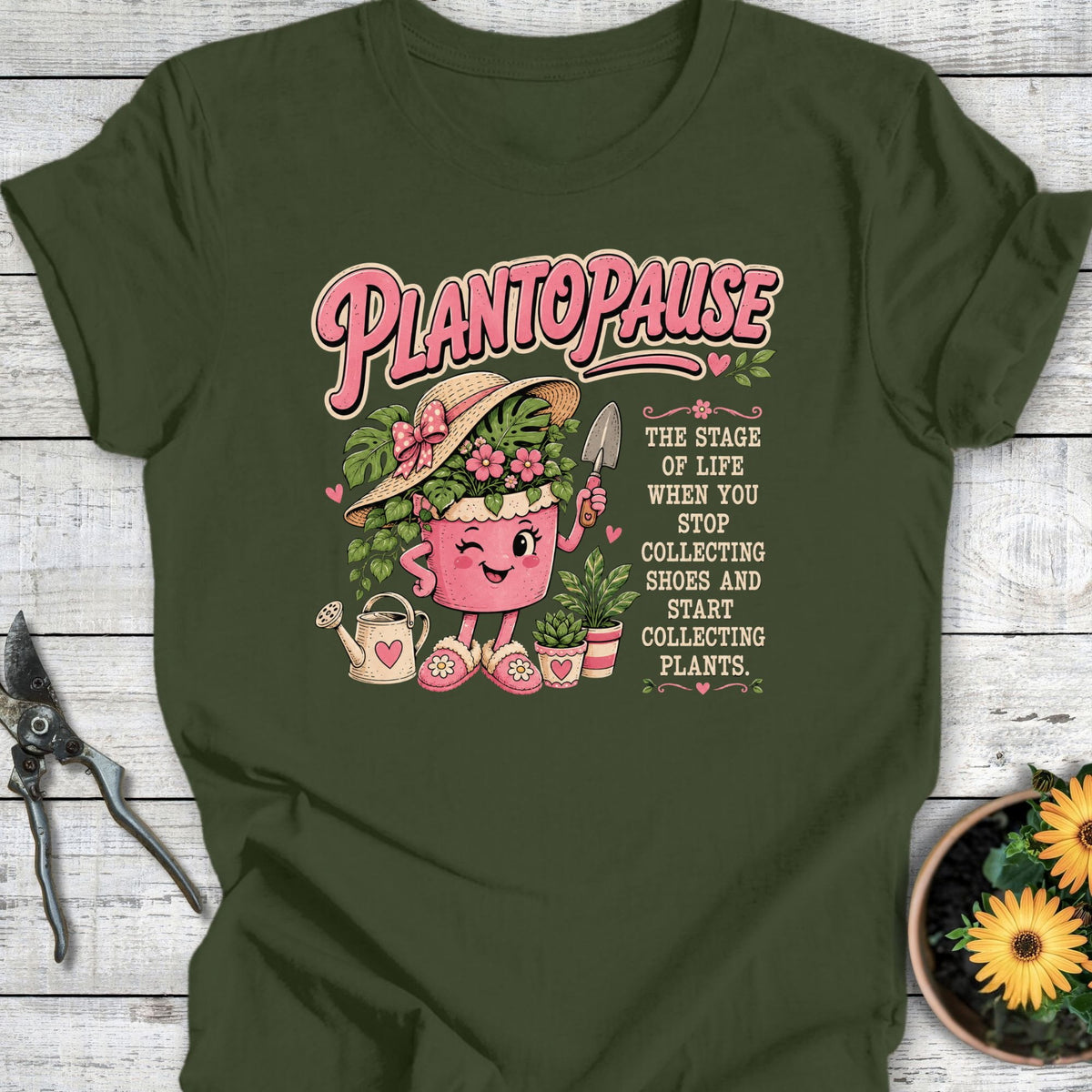 Printify T-Shirt Military Green / S Plantopause T-Shirt