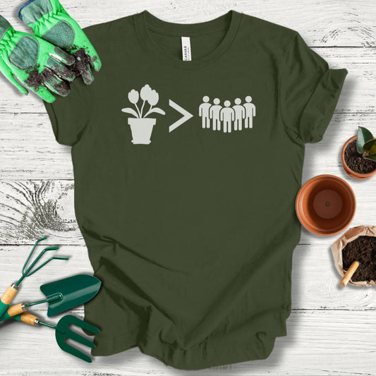 Printify T-Shirt Military Green / S Plants Greater Than People