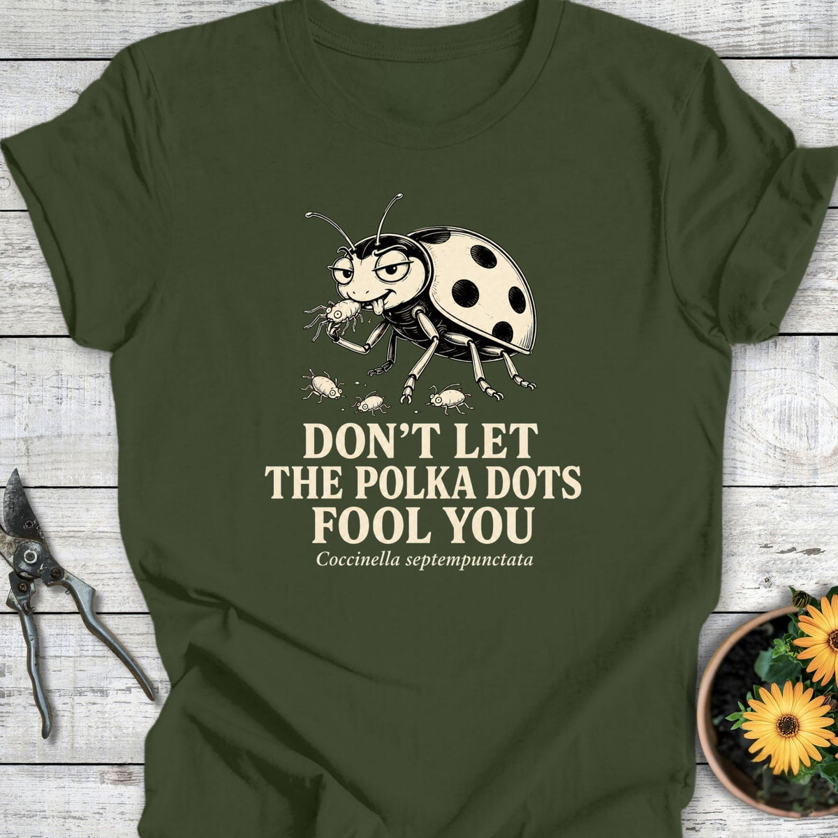 Printify T-Shirt Military Green / S Polka Dots T-Shirt