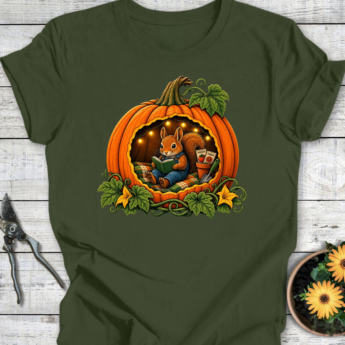 Printify T-Shirt Military Green / S Pumpkin Nook T-Shirt
