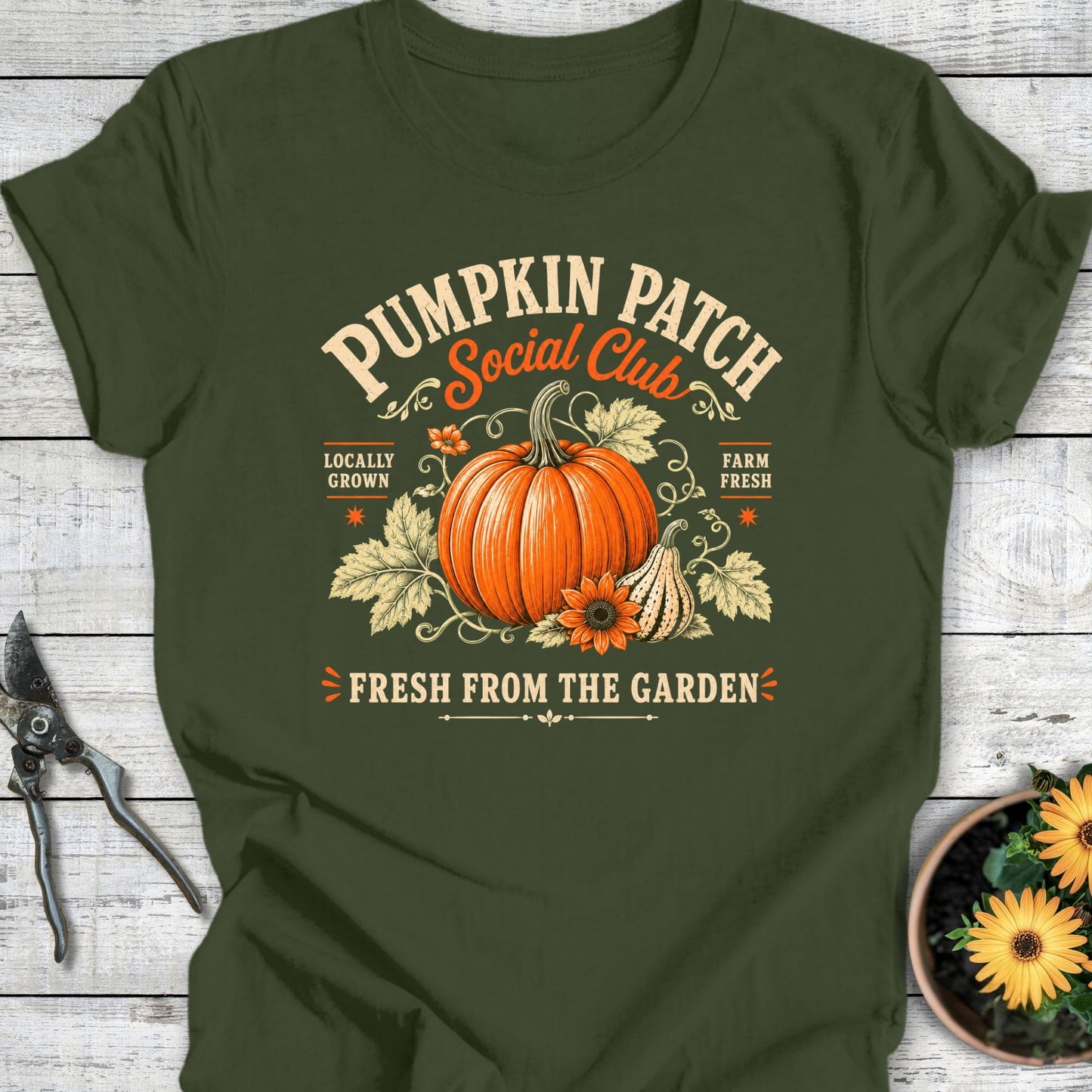 Printify T-Shirt Military Green / S Pumpkin Patch T-Shirt