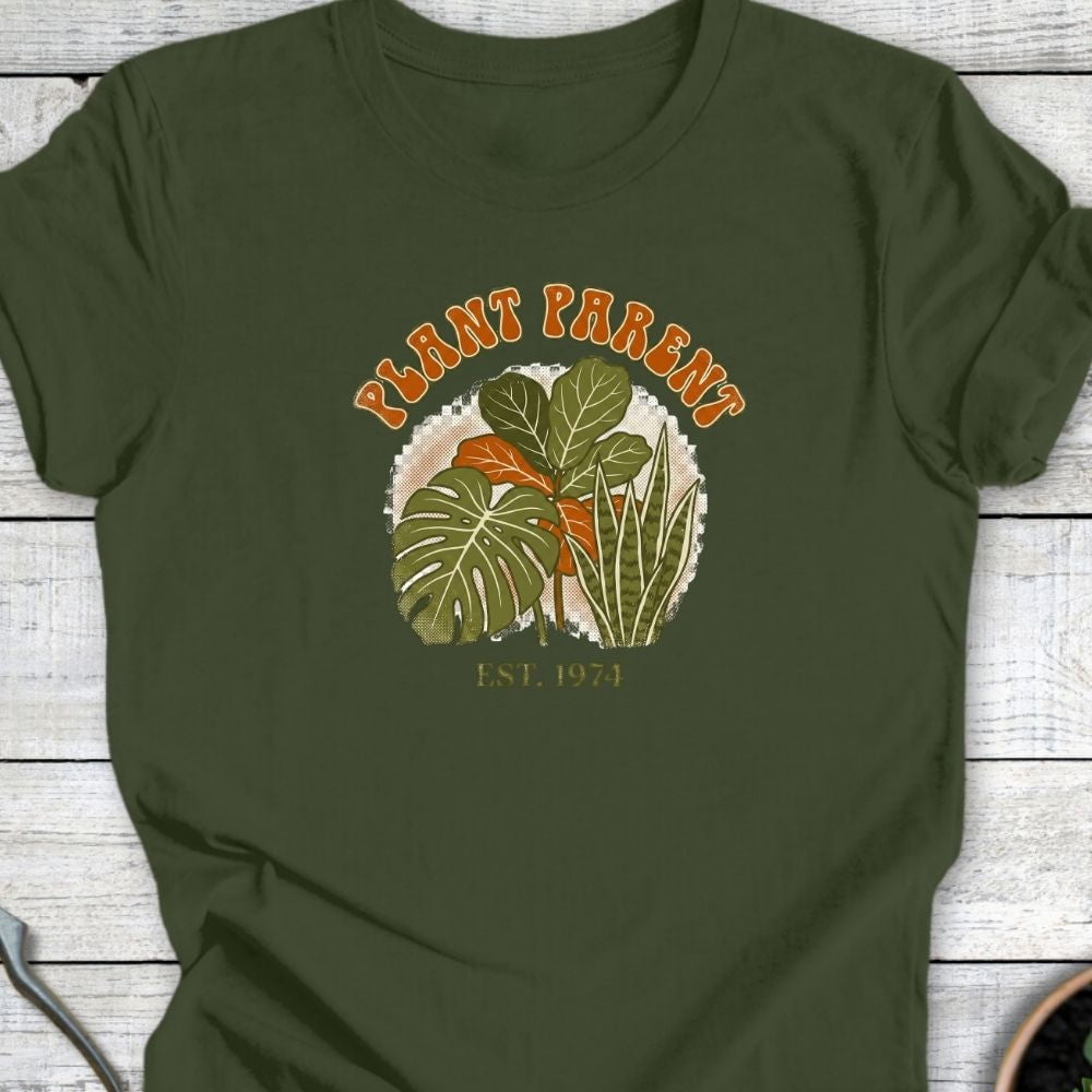 Printify T-Shirt Military Green / S Retro Plant Parent T-Shirt