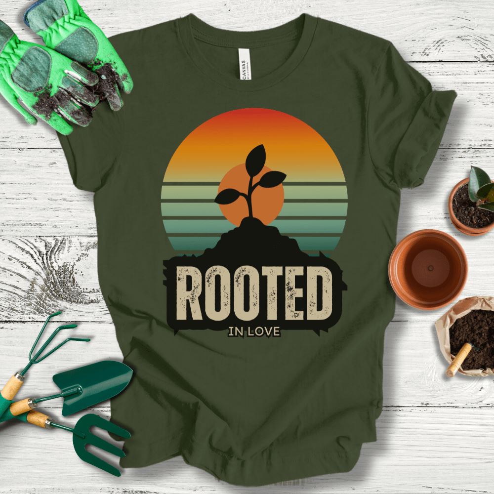 Printify T-Shirt Military Green / S Rooted In Love