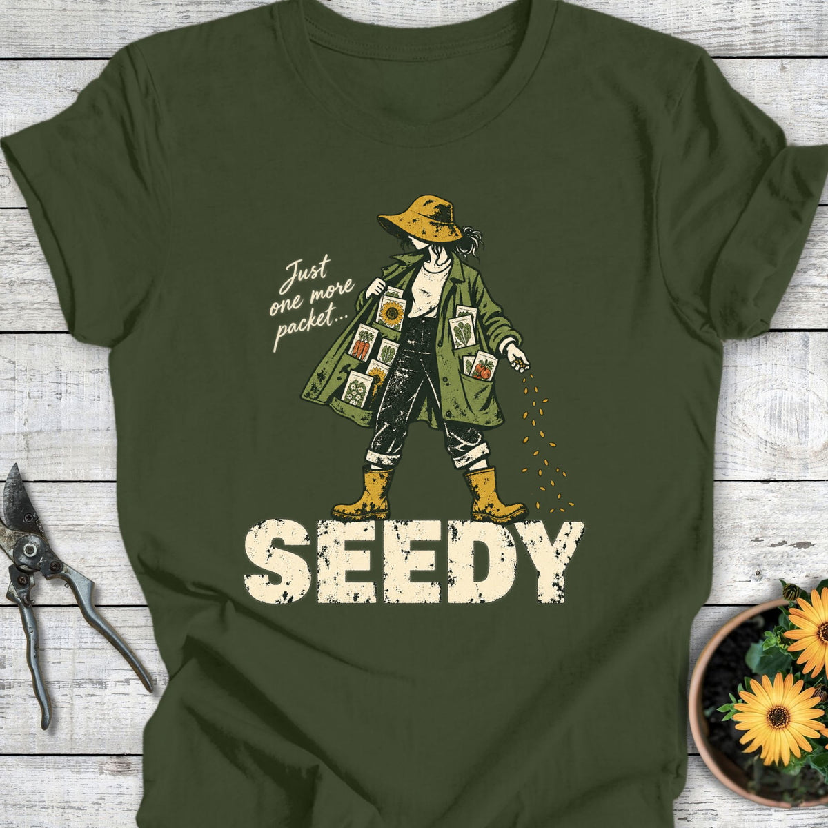 Printify T-Shirt Military Green / S Seedy T-Shirt
