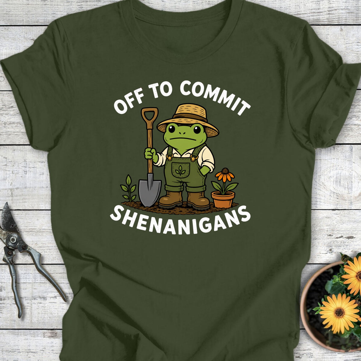 Printify T-Shirt Military Green / S Shenanigans T-Shirt