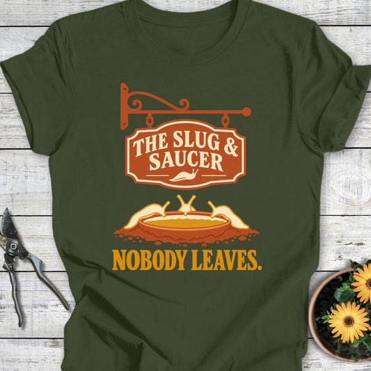 Printify T-Shirt Military Green / S Slug & Saucer T-Shirt