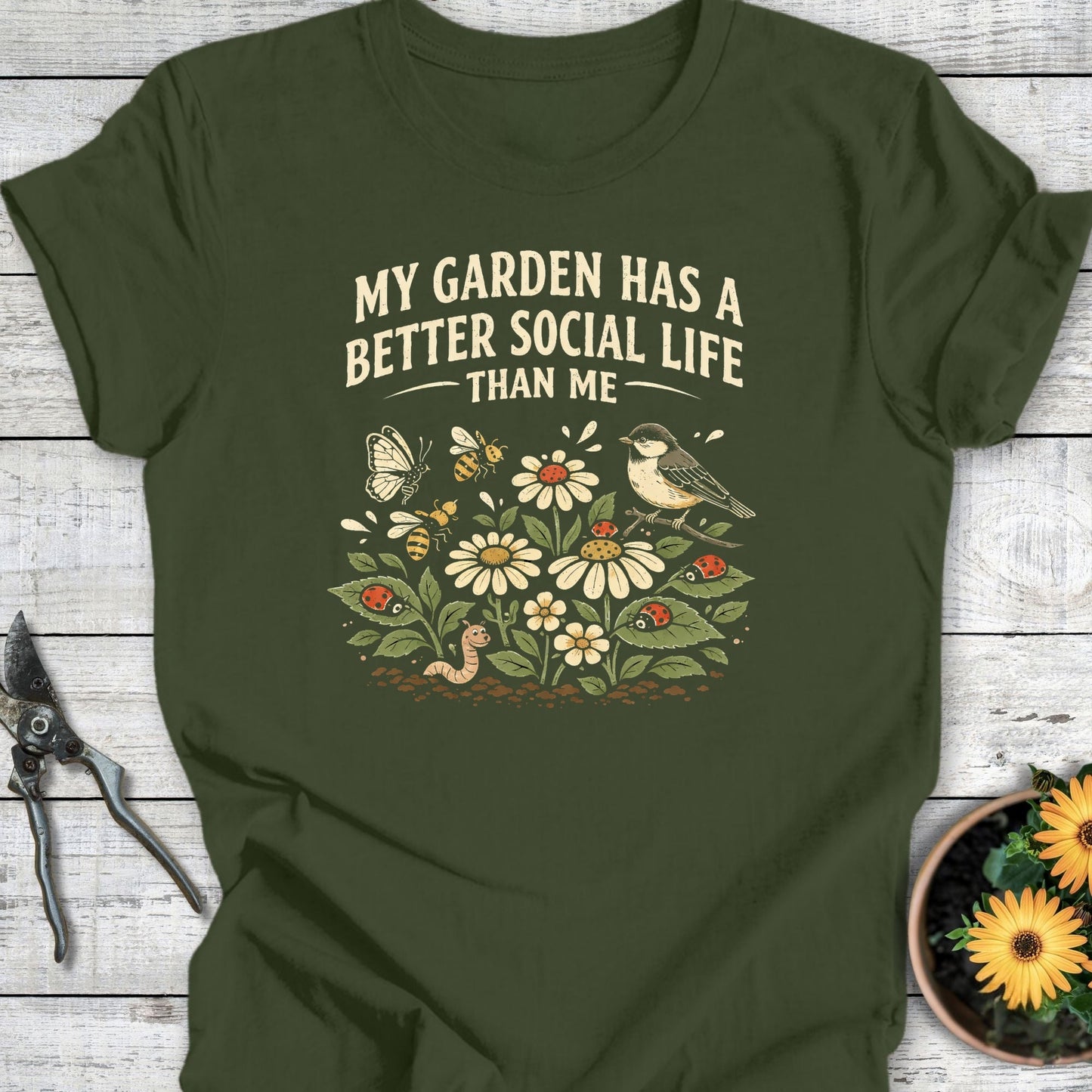 Printify T-Shirt Military Green / S Social Life T-Shirt
