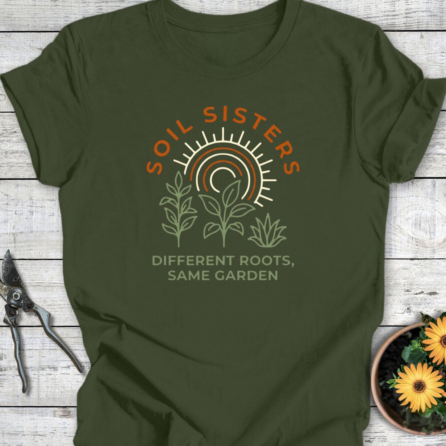 Printify T-Shirt Military Green / S Soil Sisters T-Shirt