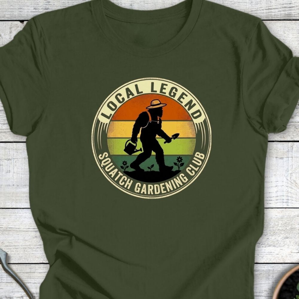 Printify T-Shirt Military Green / S Squatch Gardening Club T-Shirt