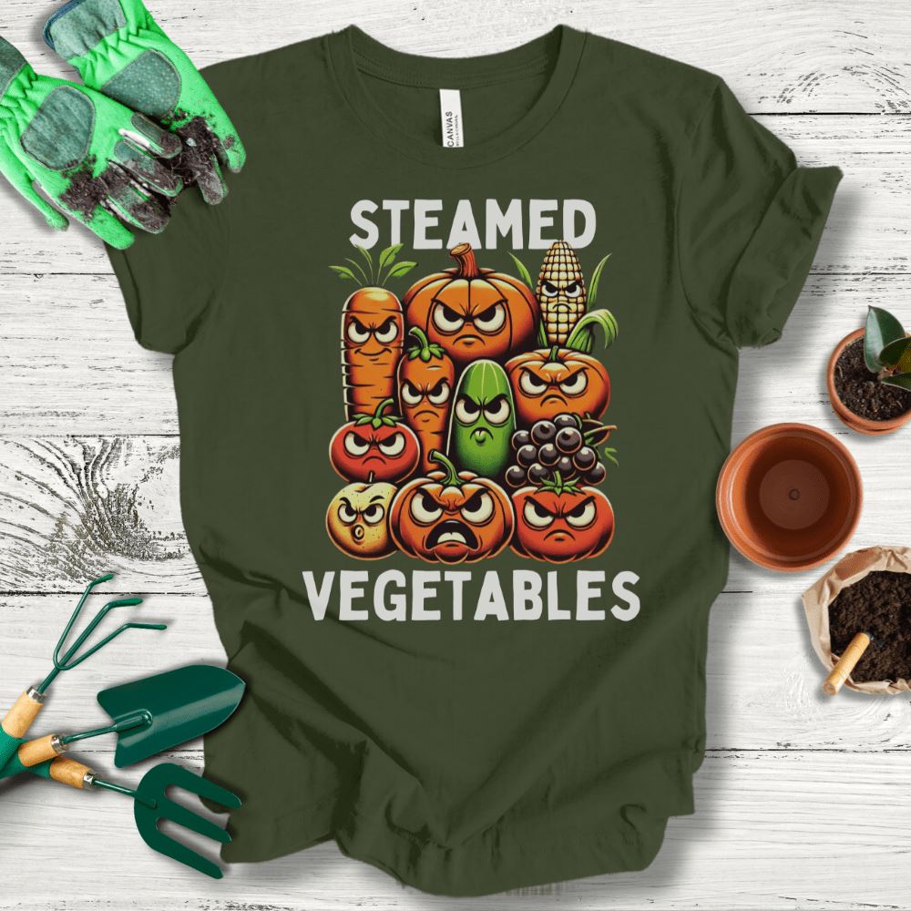 Printify T-Shirt Military Green / S Steamed Vegetables