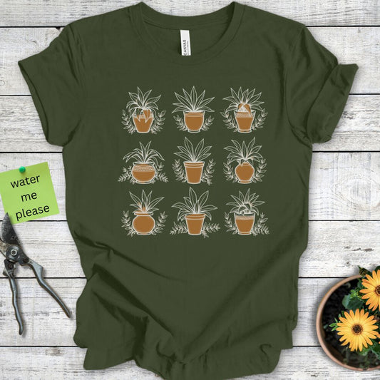 Printify T-Shirt Military Green / S Succulent Plants