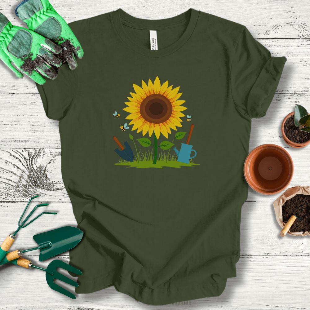 Printify T-Shirt Military Green / S Sunflower Bliss