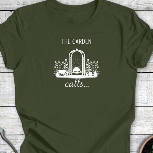 Printify T-Shirt Military Green / S the garden calls T-Shirt