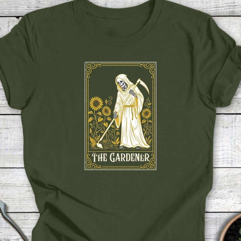 Printify T-Shirt Military Green / S The Gardener Tarot T-Shirt
