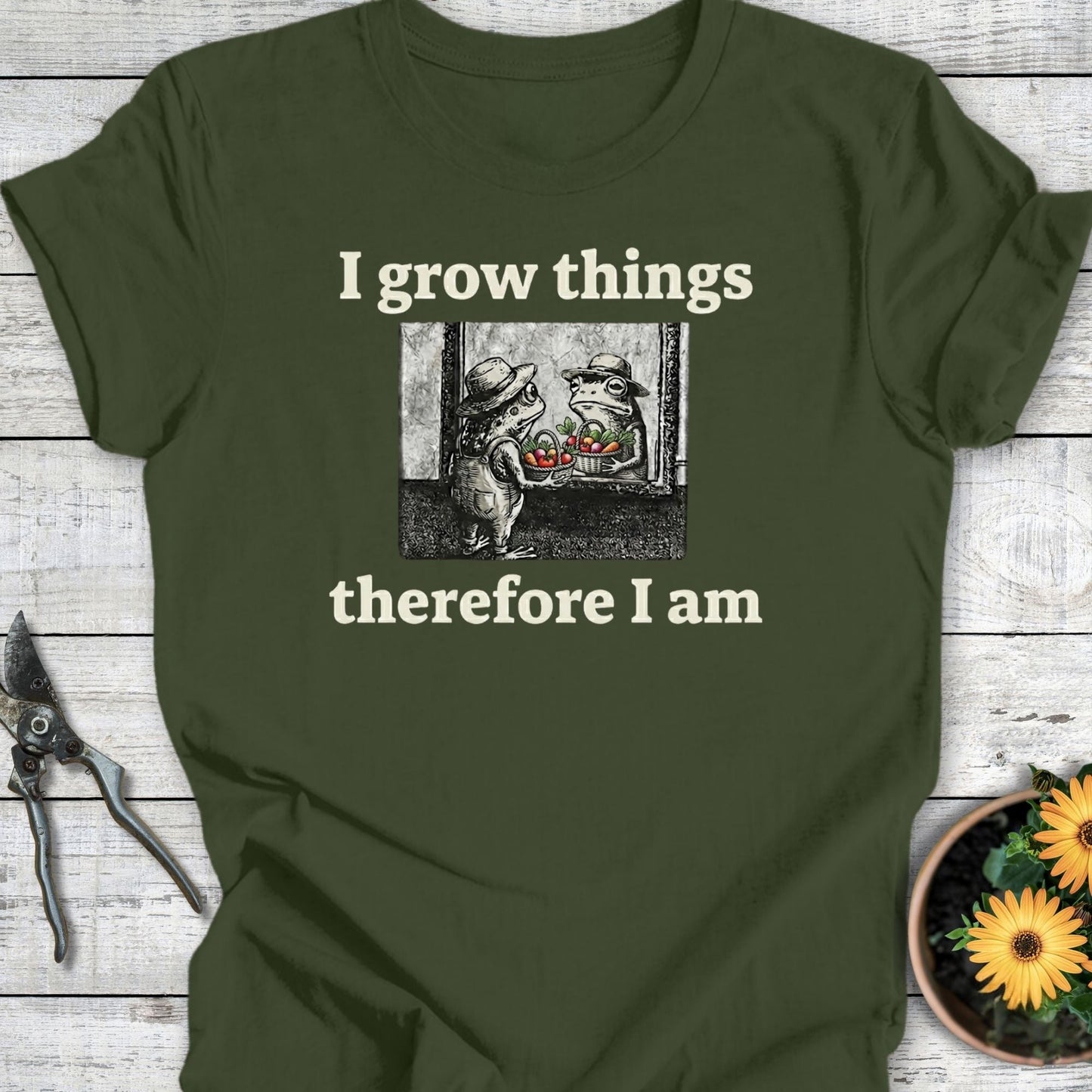 Printify T-Shirt Military Green / S Therefore I Am T-Shirt