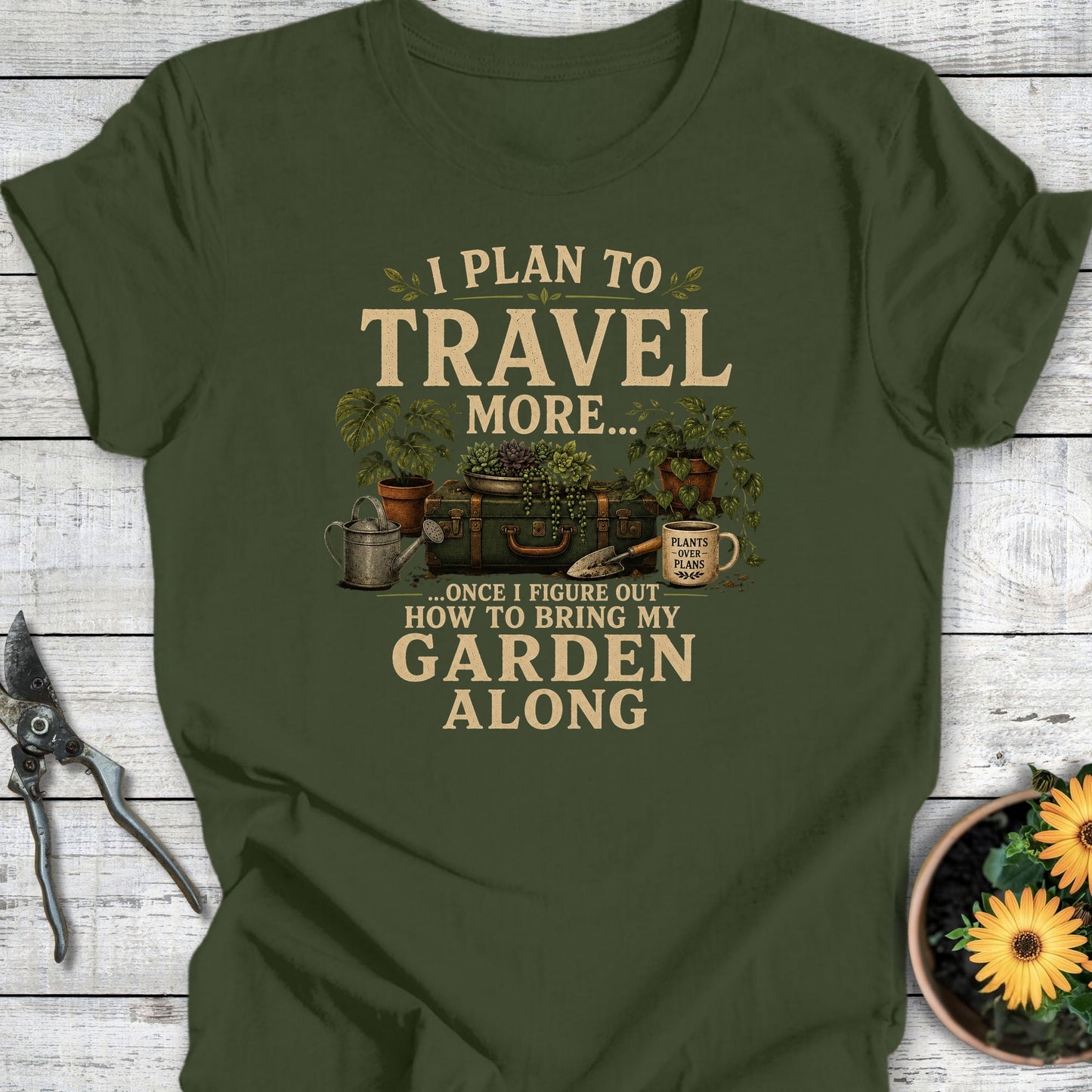 Printify T-Shirt Military Green / S Travel More T-Shirt