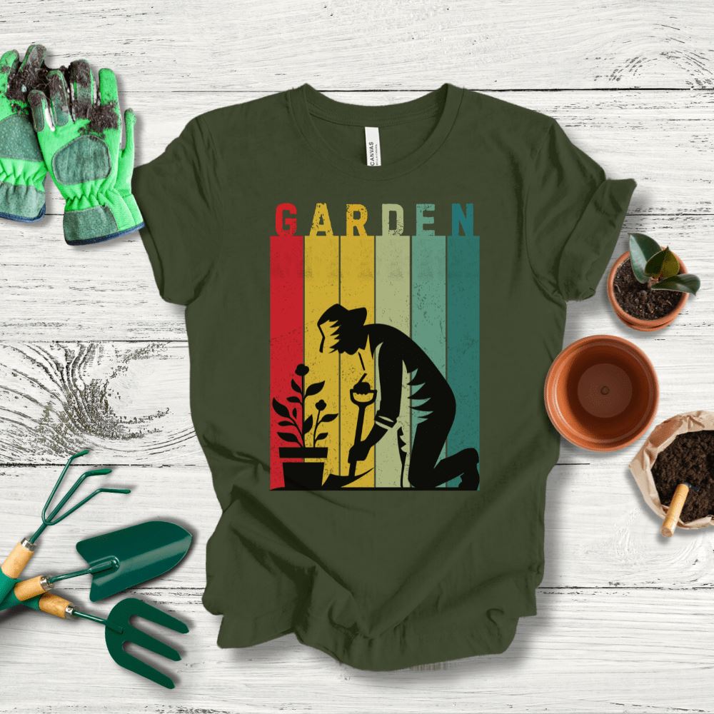 Printify T-Shirt Military Green / S Vintage Garden T-Shirt