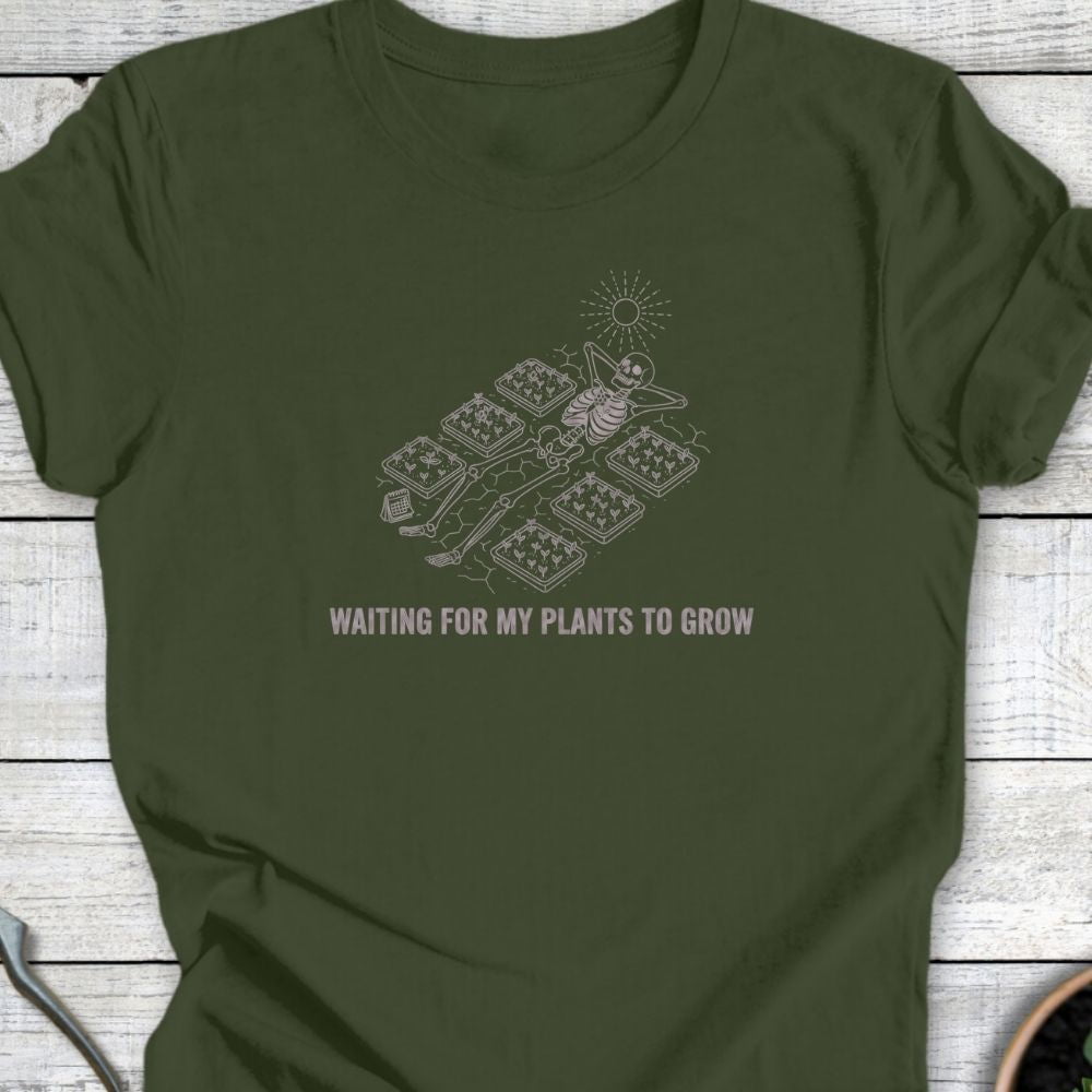 Printify T-Shirt Military Green / S Waiting for My Plants to Grow T-Shirt