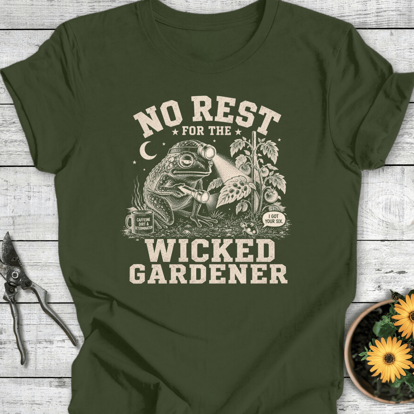 Printify T-Shirt Military Green / S Wicked Gardener T-Shirt