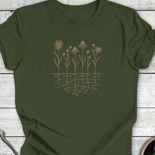 Printify T-Shirt Military Green / S Wildflower Reflections T-Shirt