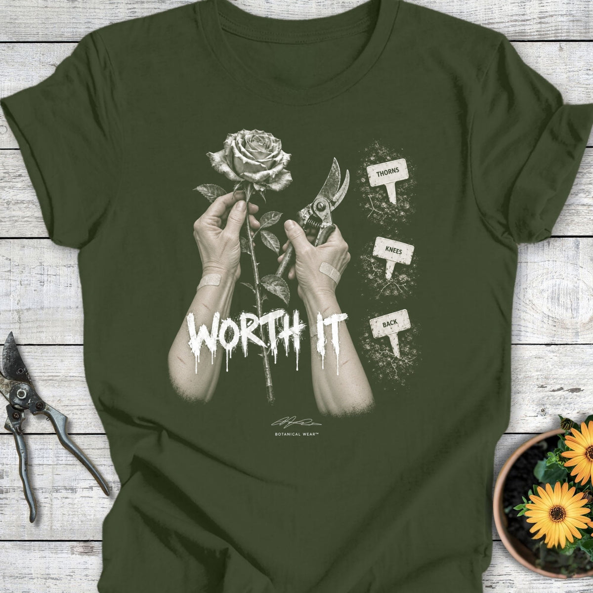 Printify T-Shirt Military Green / S Worth It T-Shirt
