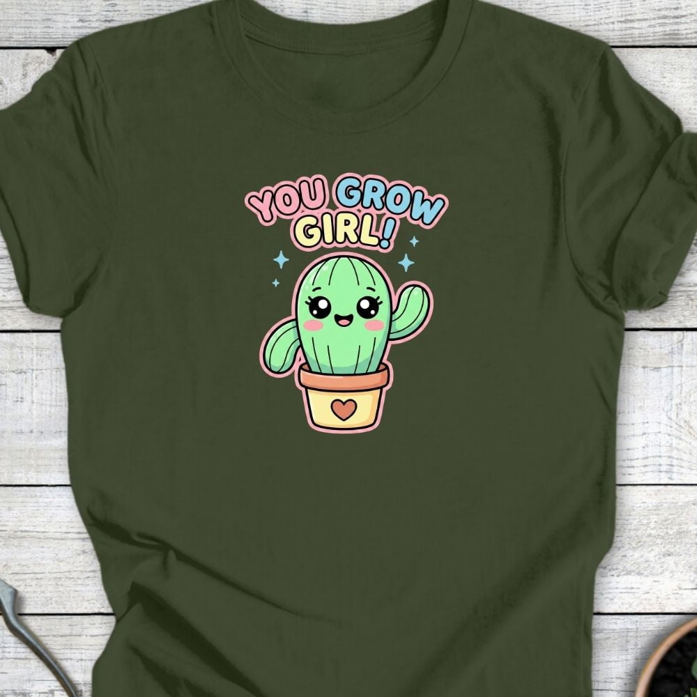Printify T-Shirt Military Green / S You Grow Girl T-Shirt