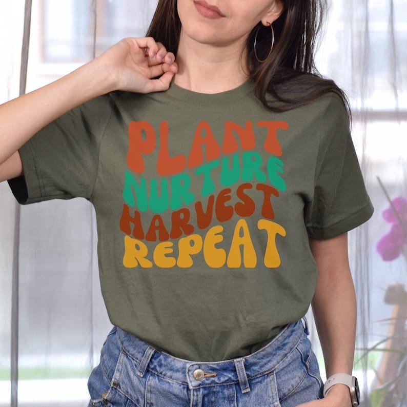 Printify T-Shirt Military Green / XS Plant Harvest Nurture Repeat Unisex Jersey Short Sleeve Tee