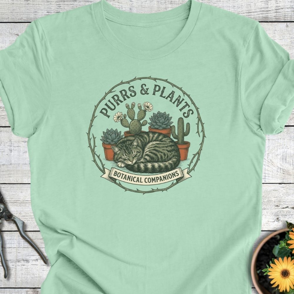 Printify T-Shirt Mint / S Purrs and Plants T-Shirt
