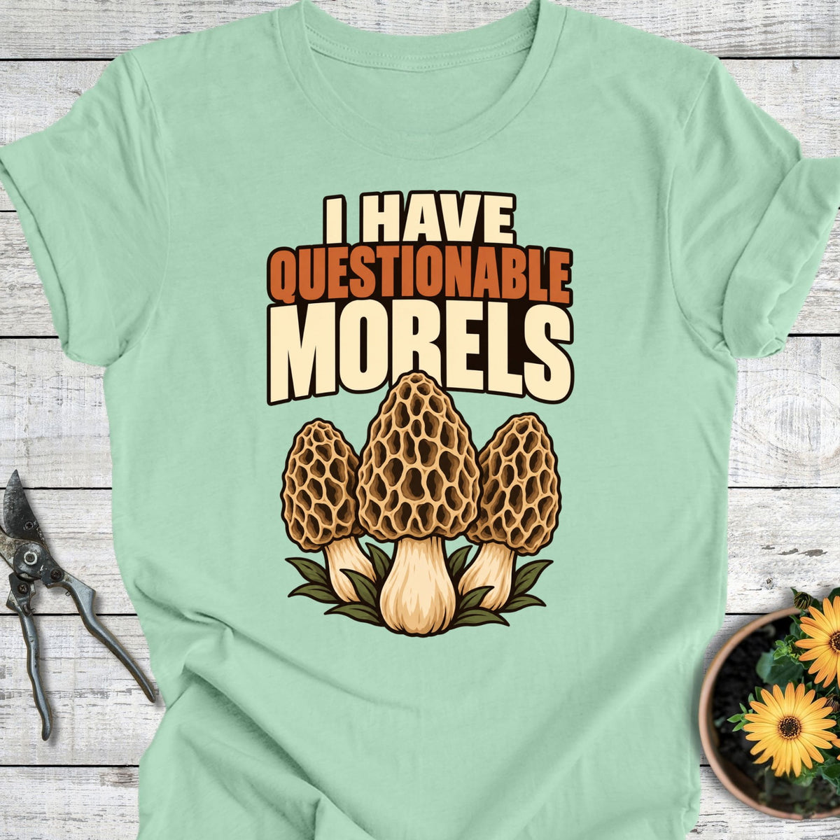 Printify T-Shirt Mint / S Questionable Morels T-Shirt