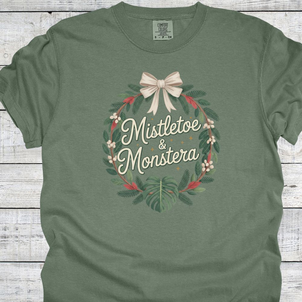 Printify T-Shirt Moss / S Mistletoe & Monstera T-Shirt
