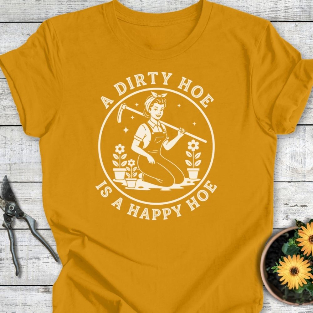 Printify T-Shirt Mustard / S A Happy Hoe