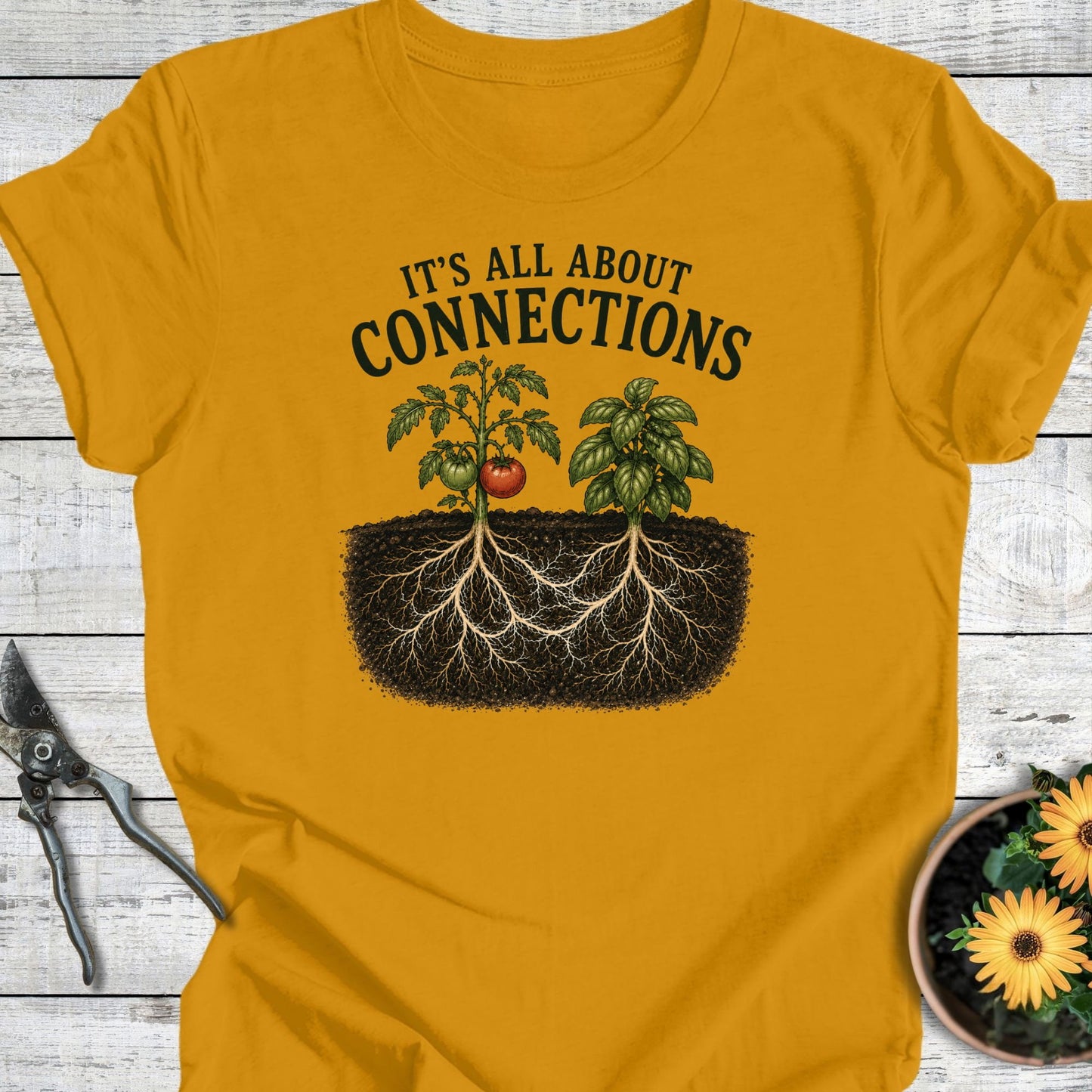 Printify T-Shirt Mustard / S Connections T-Shirt