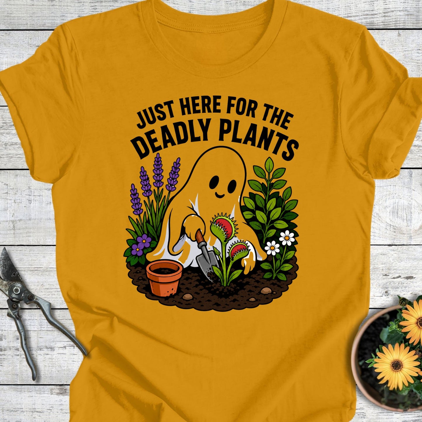 Printify T-Shirt Mustard / S Deadly Plants T-Shirt