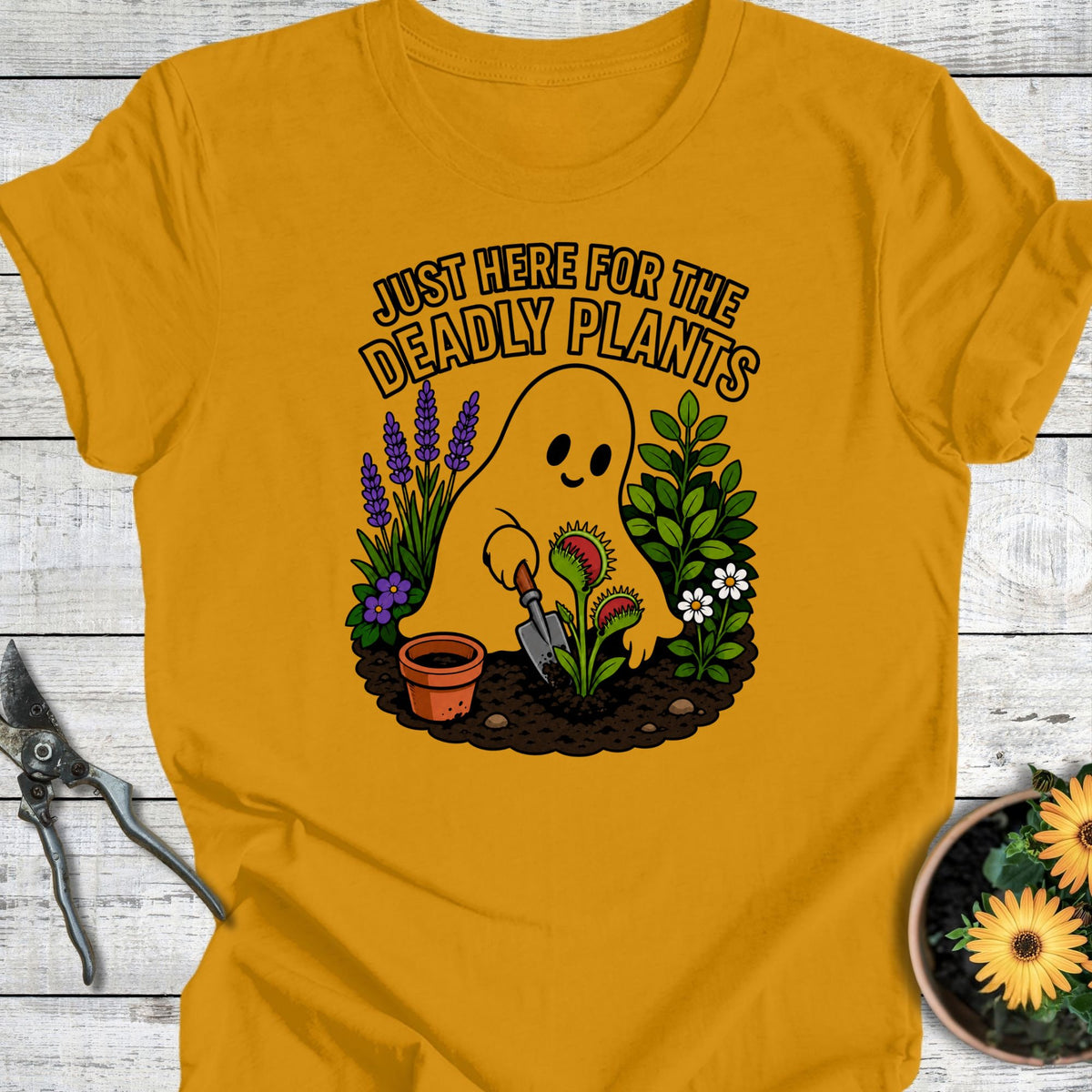 Printify T-Shirt Mustard / S Deadly Plants T-Shirt