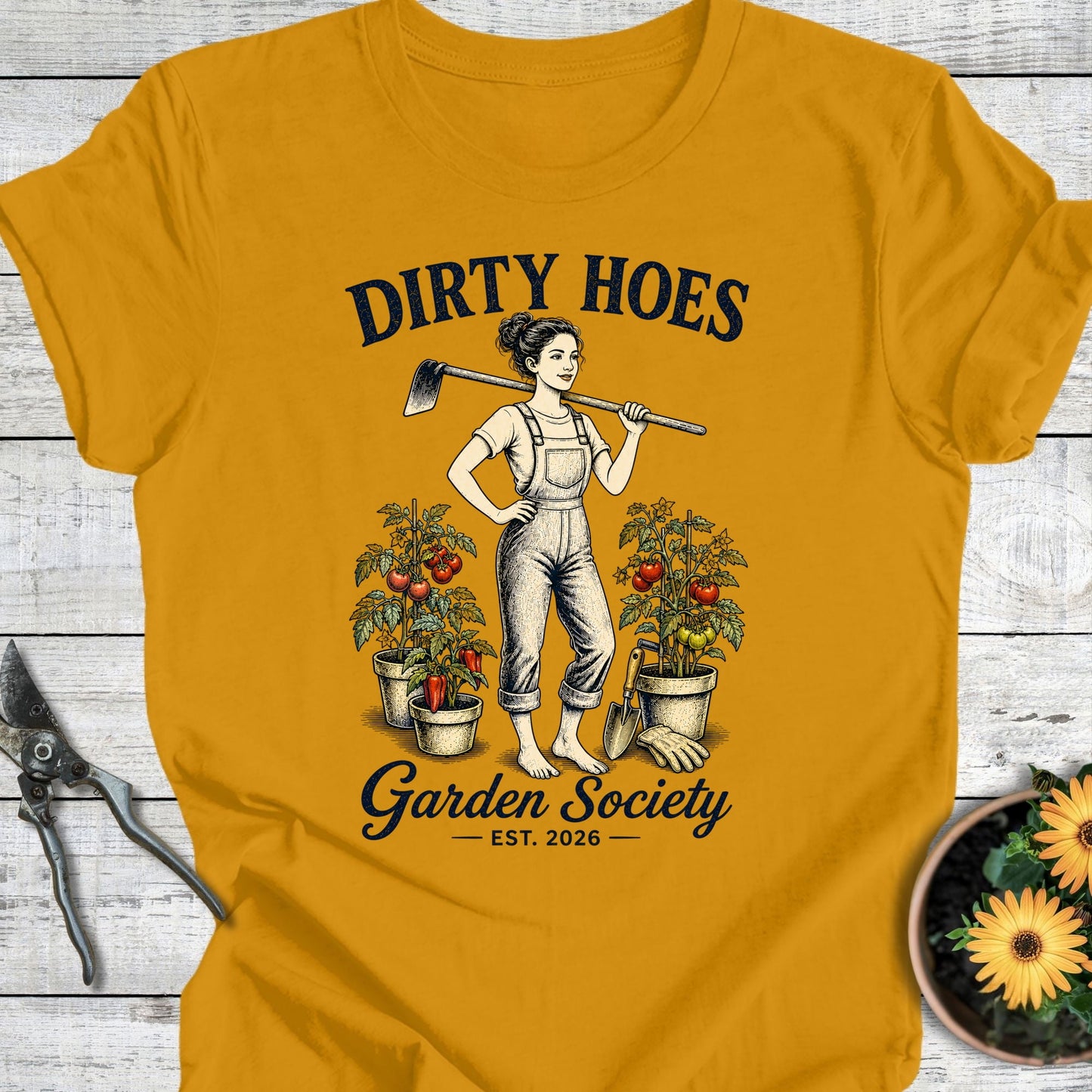Printify T-Shirt Mustard / S Dirty Hoes Garden Society T-Shirt