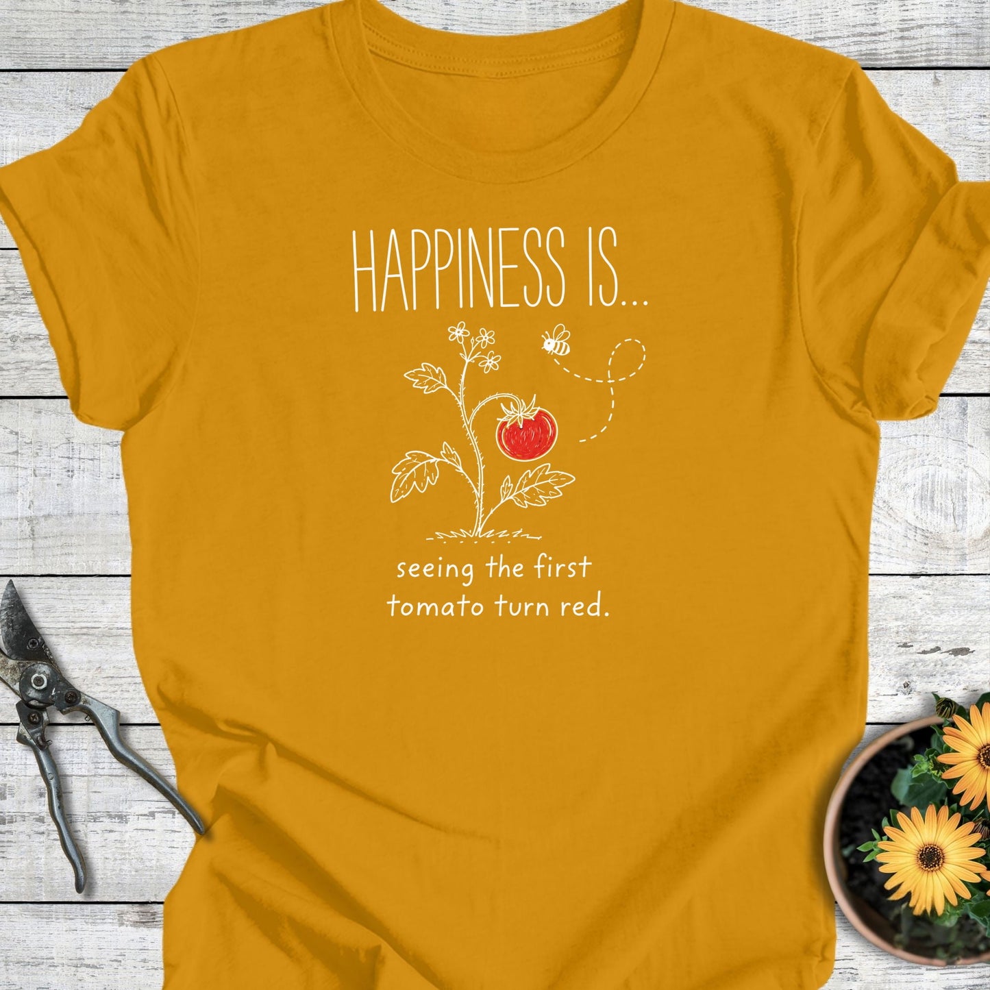 Printify T-Shirt Mustard / S Happiness is a Tomato T-Shirt