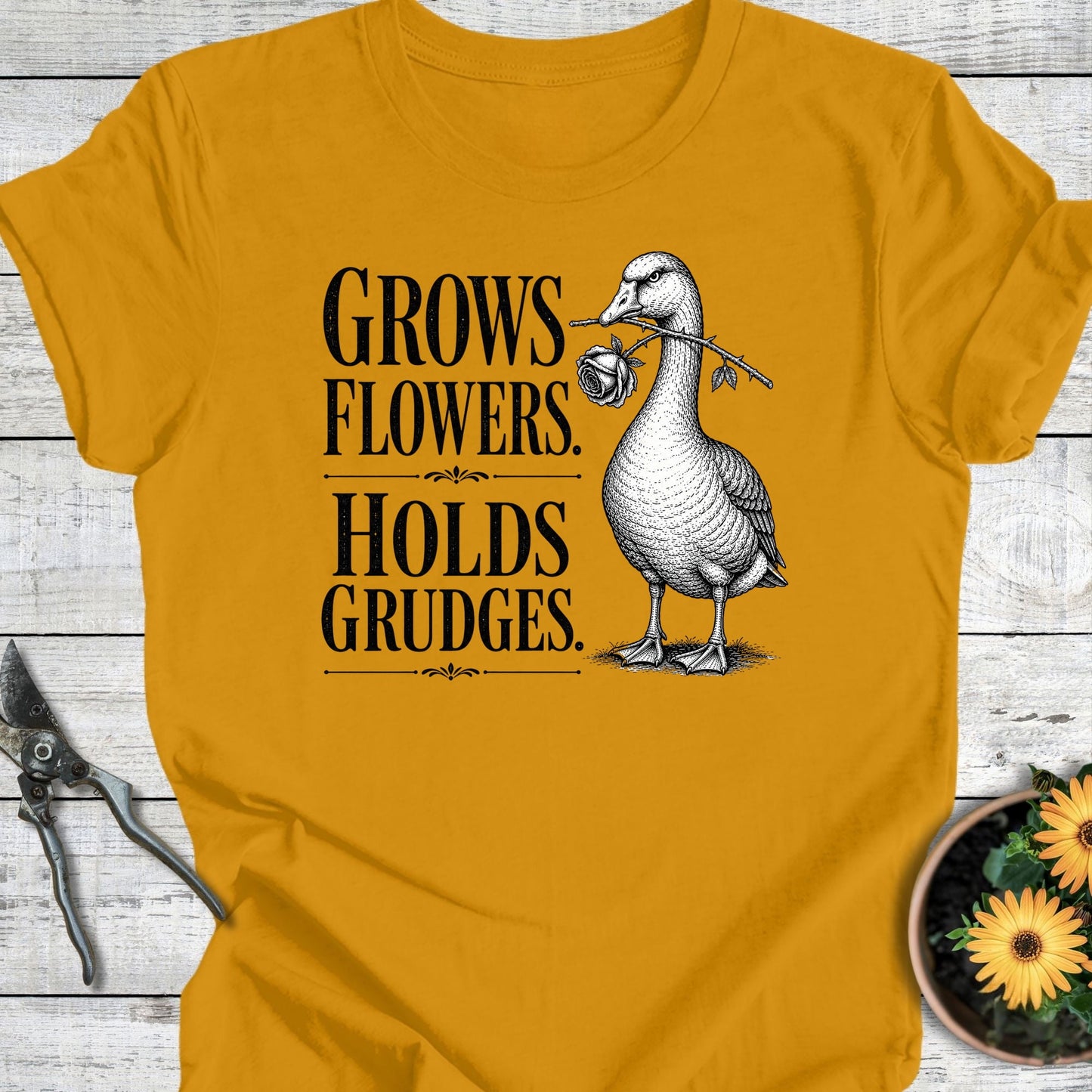Printify T-Shirt Mustard / S Hold Grudges T-Shirt
