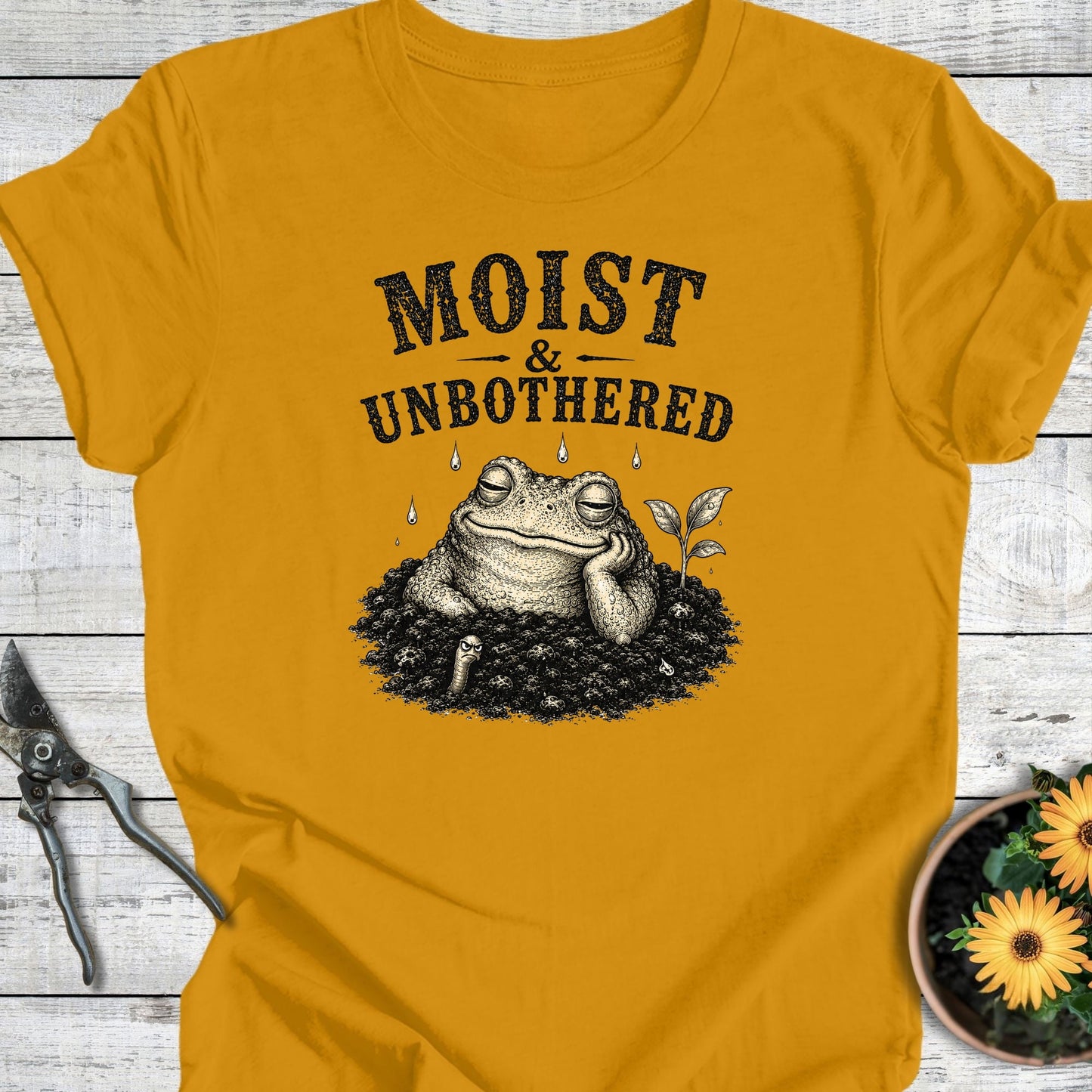 Printify T-Shirt Mustard / S Moist & Unbothered T-Shirt