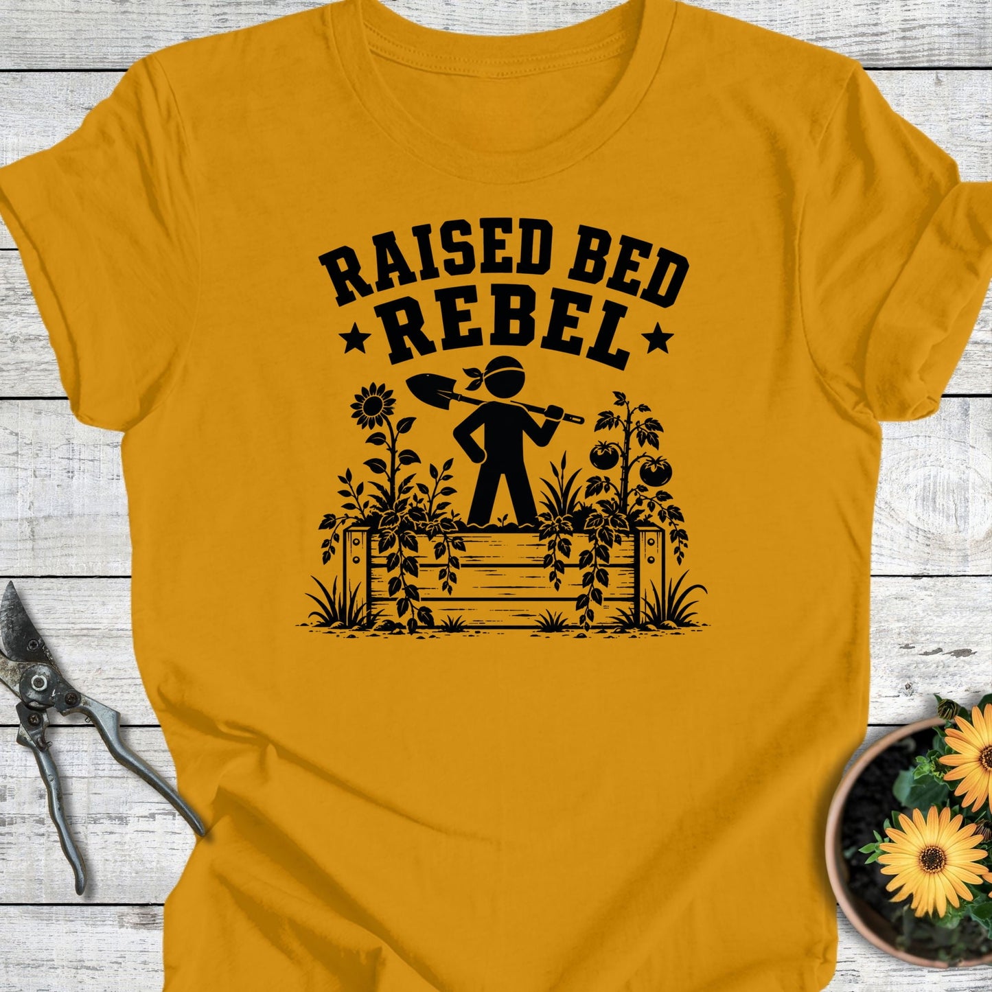 Printify T-Shirt Mustard / S Raised Bed Rebel T-Shirt